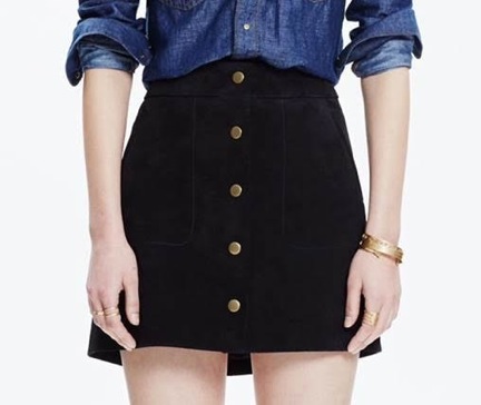 Suede Snap Front Skirt